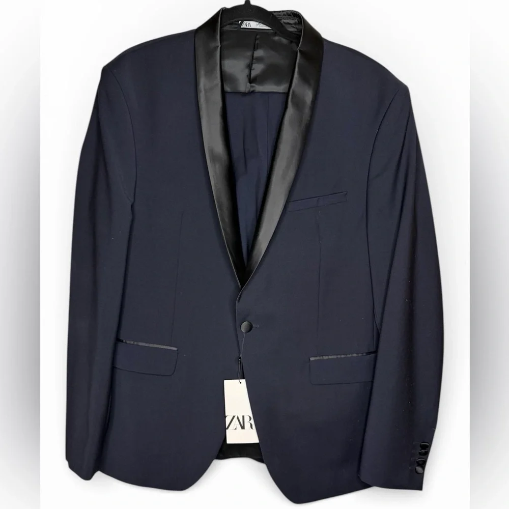 Zara Dark Blue Tuxedo Suit